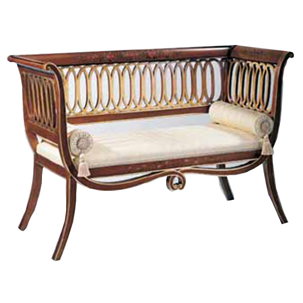 Antique Brown Fabric Cushion Indoor Chaise Lounge Chair Solid Wood For Living Room