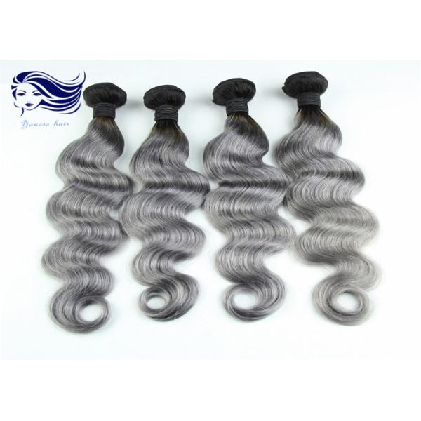 Серые покрашенные Ombre волосы объемной волны выдвижений человеческих волос бразильские