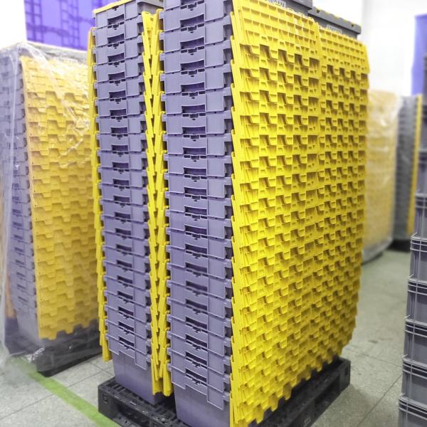 Tamaño externo 760x570x620mm Caja de plástico con tapas Solución de almacenamiento y transporte