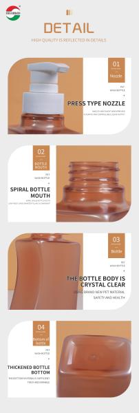 Clear PET Jars For Shampoo Shower Gel 500ml Plastic Bottle With Pump Press Lid Customized Service