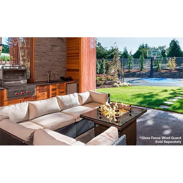 36'' Outdoor Propane Coffee Brown Square Gas Square Fire Pit Powder Coating