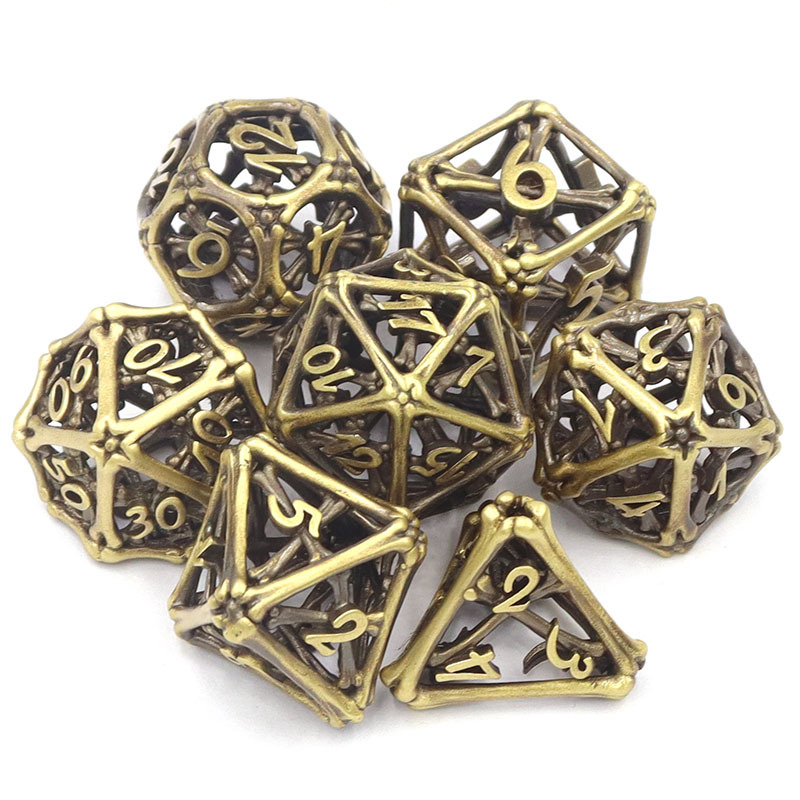 Wholesale Custom Brass Hollow Dice Set for D&D RPG MTG with Custom Logo in 16mm-20mm Sizes