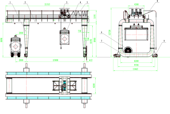 10t Steel Inventory Yard L-Shape Hydraulic Gantry Crane / 10t - 25m - 15m /