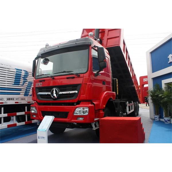 Heavy Dump Truck 340 Hp 8X4 7.2m Red Body Top Mounted Air Conditioner Beiben Brand
