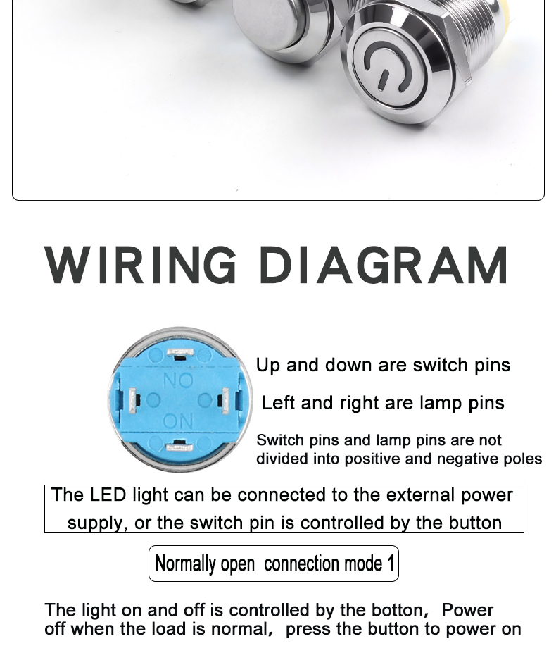 Metal Button Switch IP65 Electronic 12mm Waterproof 3v 6v 12v 24v 220v 1NO Welding Pin Reset Switch