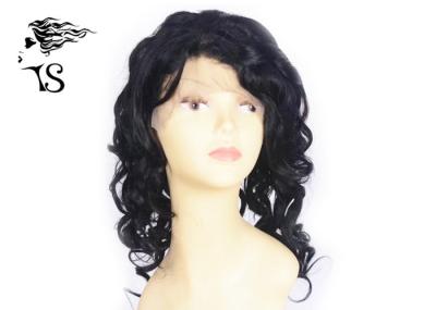 Natural Full Lace Loose Wave Human Hair Wig , Black Curly Lace Wig Human Hair