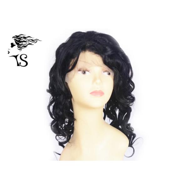 Natural Full Lace Loose Wave Human Hair Wig , Black Curly Lace Wig Human Hair