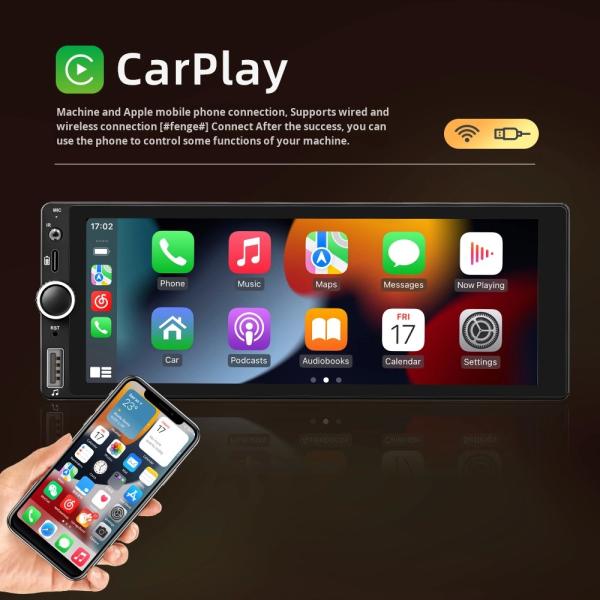 Creatall 6.86 Inch All-In-One Wireless Dashboard Carplay Smart Android GPS Navigation HD Reversing Image for Bluetooth