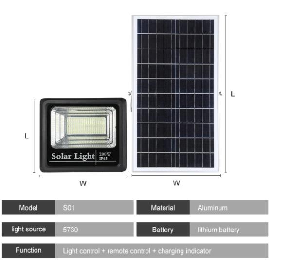 100W 5h 120㎡ 280mm Solar Panel LED Flood Light