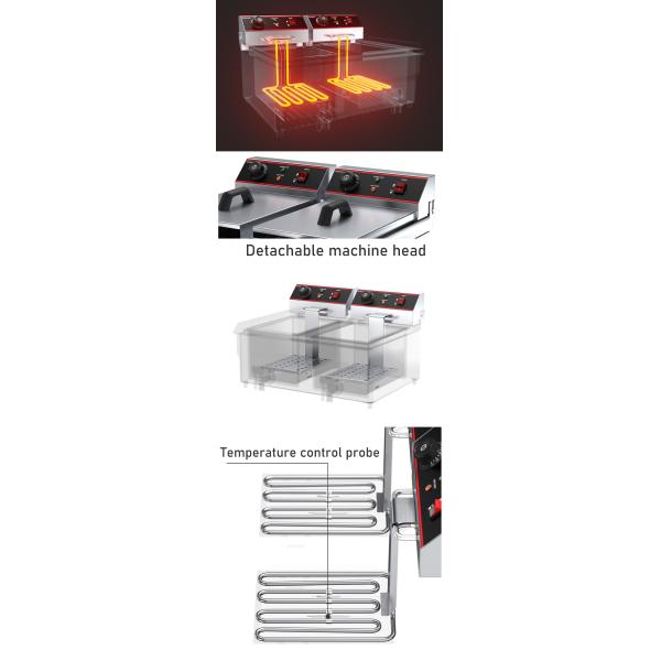 Двойной резервуар 13L 13L электрический пончик фритюрщик Нержавеющая сталь глубокая фритюрщик для приготовления жарки пищи