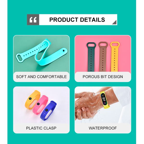 Waterproof TPU Rubber Strap · Compatible With Xiaomi Mi Band Series