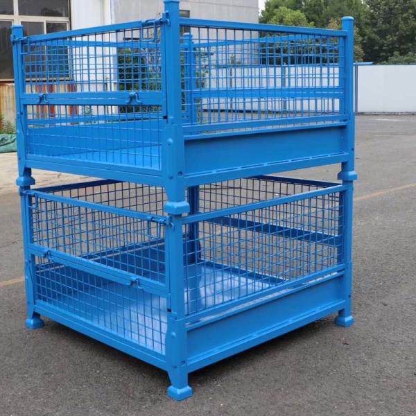 Industrial Warehouse Grid Storage Metal Pallet Box Space Saving Design Multiple Colors
