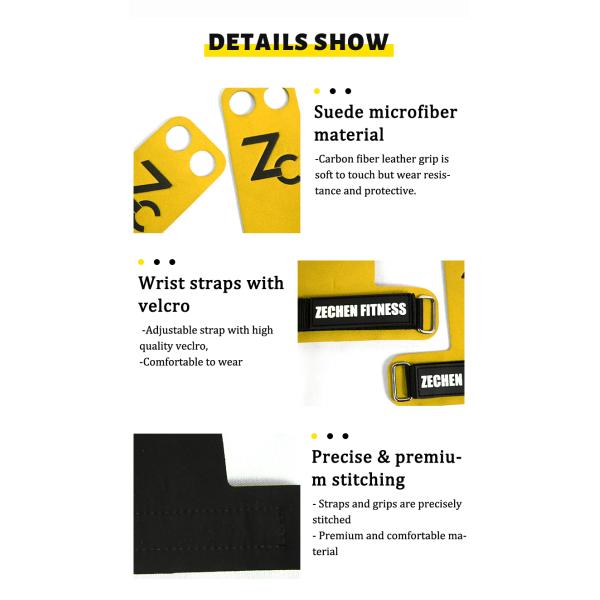 Carbon Fiber Crossfit Grip Gloves 2mm Gymnastics Hand Protectors Yellow 2 Holes