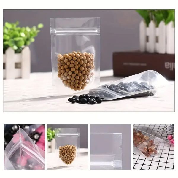 Premium Quality Zip Lock Resealable Stand up Pouch Full Clear Plastic Packaging Bag for Food Storage