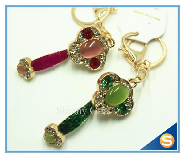 Novelty Custom Metal Crystal Key Chain Carabiner Mobile Phone Key Chain
