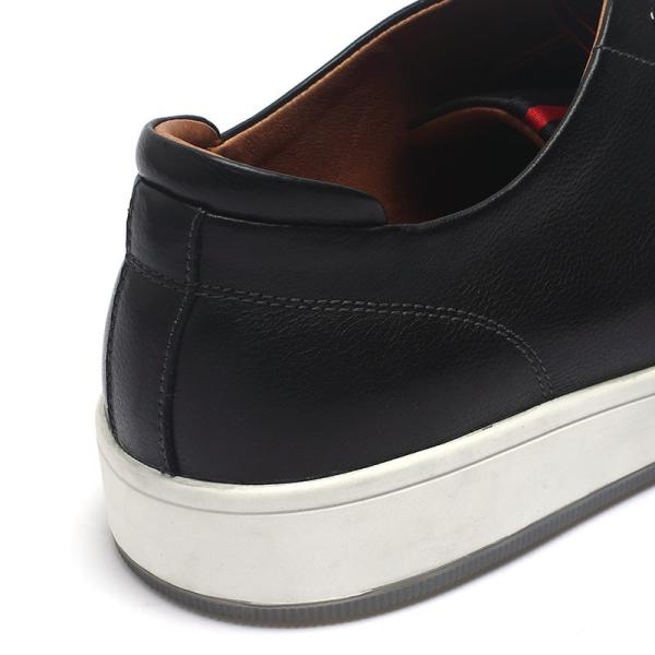 Durable Rubber Outsole Black Mens Leather Sneakers