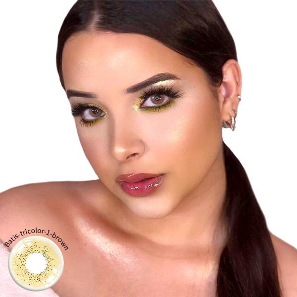 Affordable Monthly Colored Contacts Caramel Brown Lens 3 Tone