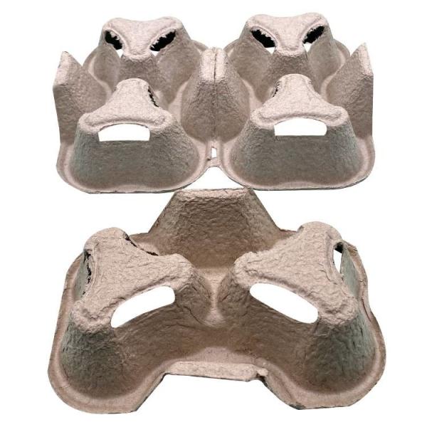 2 / 4 Disposable Biodegradable Paper Cup Carrier Tray , Cup Holders Natural Color
