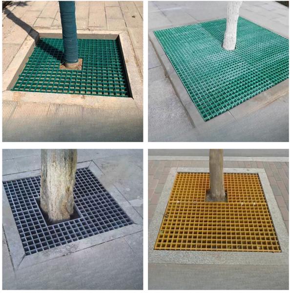 Sidewalks Fiberglass Grating Tree Cover Rectangular And Square Shape Density Tree Grate