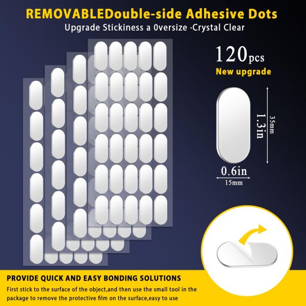 HuhuDo Double Sided Adhesive Pads Strong Sticky for Glue Dots Heavy Duty Mounting Tape for Clear Large Sticky Tack Removable
