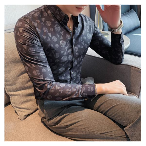 Дыхательная черная длинная рукава обычная фит 100% хлопчатобумажная стройная мужская цветовая рубашка