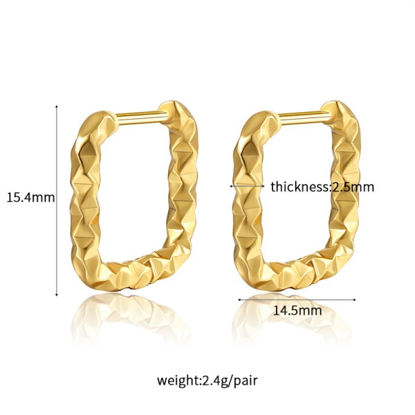 18K Vacuum Gold-Plated Fashion Stainless Steel Round Earring Female Geometric Earrings