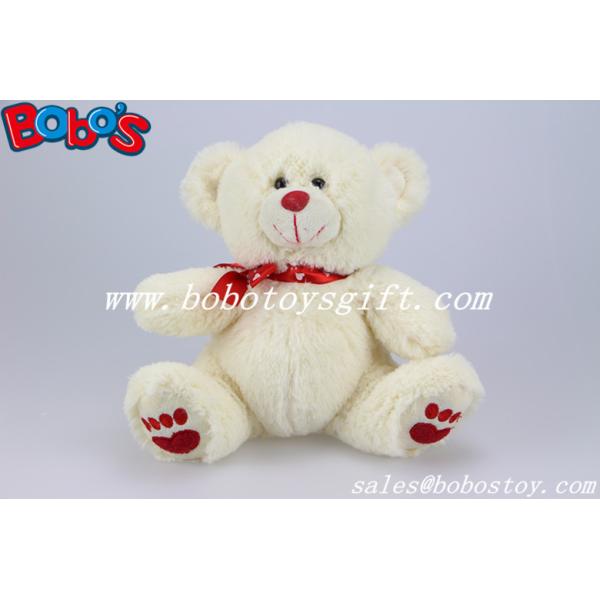 Bobo's Beige Soft Toy Cute Teddy Bear With Red Heart Printing Ribbon In 7.5