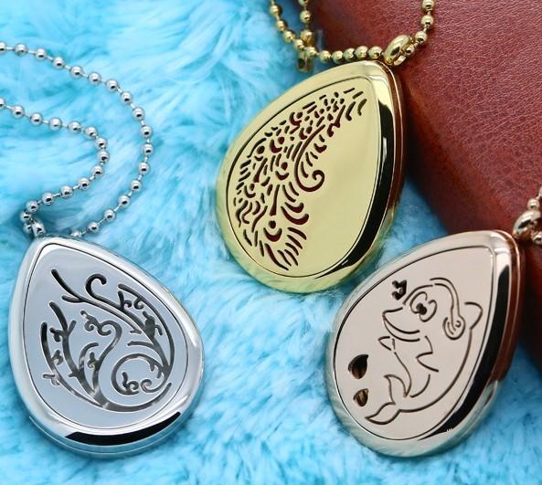 New 316L Stainless Steel Water Drop Shape Hollow Perfume Essential Oil Diffuser Lockets