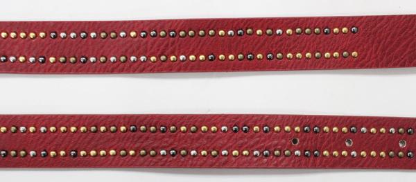 Mixed Colors Mushroom Metal Studs Wide Waist Belt With Red PU For Women