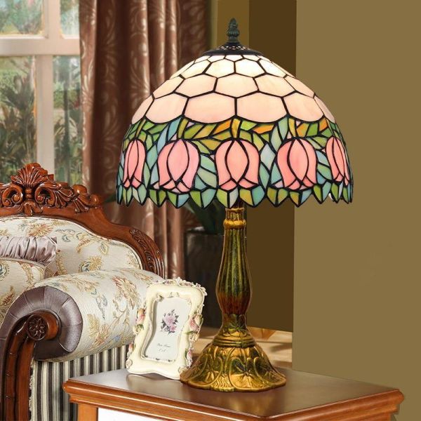 Flower Lampshade Table Lamp Aolly Base Bedroom art deco lamp(WH-TTB-68)