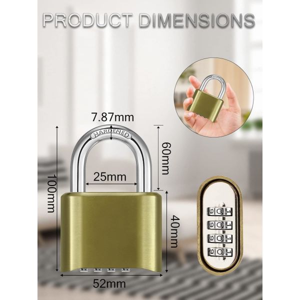 Rarlux 52mm Heavy Duty 4 Digit Code Combination Lock Zinc Alloy Outdoor Gym Locker Padlock with Hardened Shackle Model 910 China