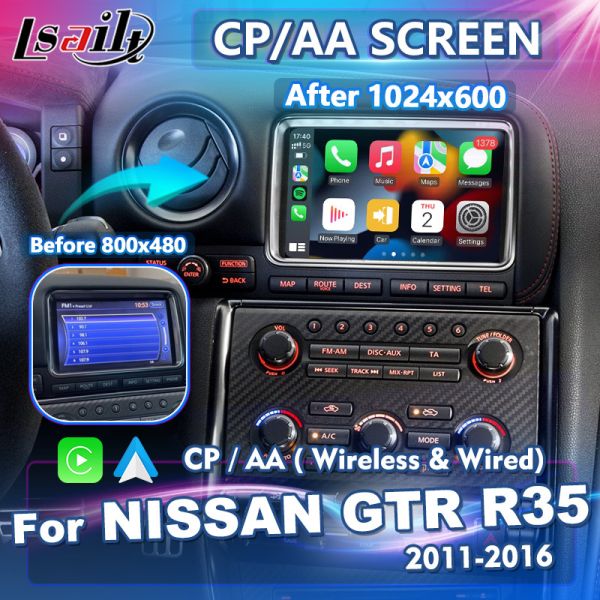 Lsailt Wireless Android Auto Multimedia Carplay Screen for 2011-2016 Nissan GTR R35 Black Edition Nisom Premium GT-R