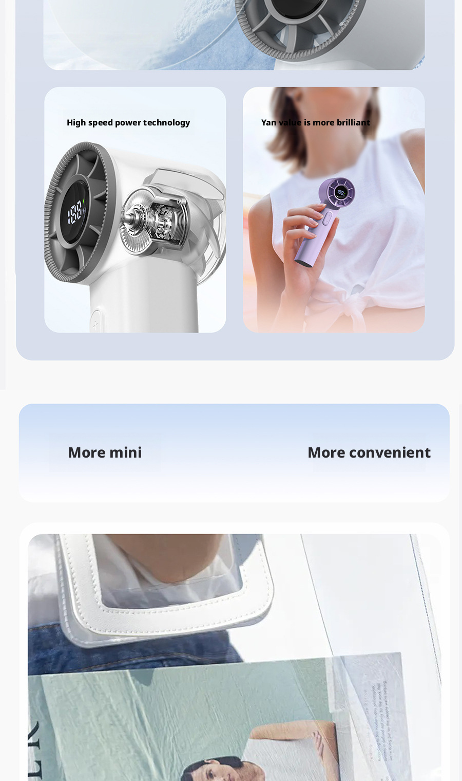 OEM Handheld Mini Portable Fan Brushless Motor Portable Personal Fans Quiet Operation