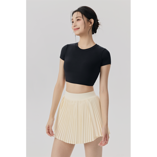 Women's High Waist Pleated Tennis Skirt Set Soft Quick Dry Light Purple Athletic Crop Top and Skirt Outfit for Golf Workout