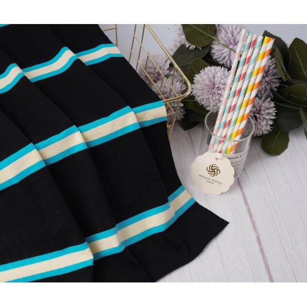 Tejido de punto a rayas transpirable, suave, resistente al desgaste y antiarrugas para polo