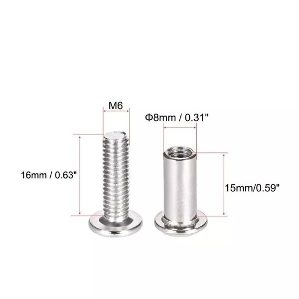 Metric Grade 8.8 A2-50 M6 Stainless Steel 304 Flat Hex Socket Head Male and Female Chicago Screws with Nut DIN Standard