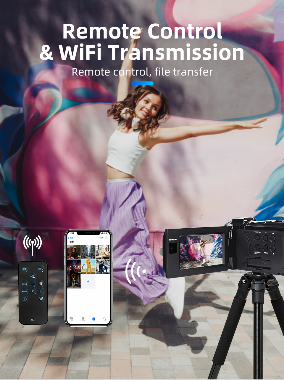 OEM/ODM 4k Dual Lens Digital Video Camera 48mp Camcorder for Youtube Vlogging with Wifi Digital Camera Recorder