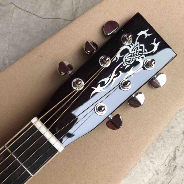 Custom 2020 New Real Abalone Aaaa All Solid Spruce Round Body Maple Binding Acoustic Guitar