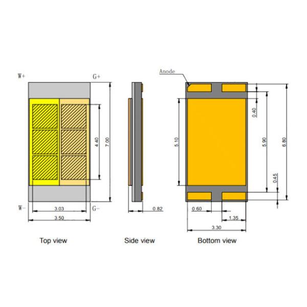 High Power Good Quality LED 30W White Warm White 3570 SMD LED Chip Two-color temperature for Car Headlights