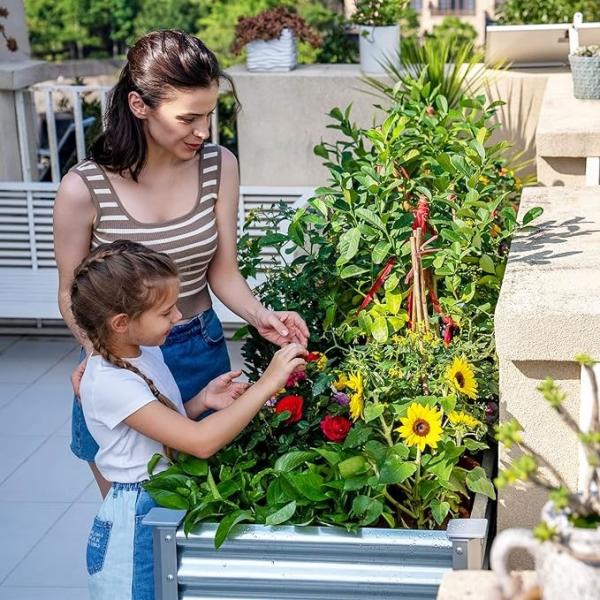4*2*2.6 Ft Galvanized Raised Garden Bed With Legs Drainage Holes For Backyard