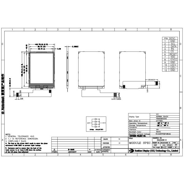 Transmissive TFT Panel Display 2.8v , Anti Glare IPS Touch Screen