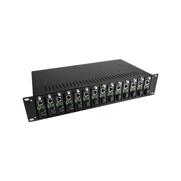 2U 19'' 14 Slots Fiber Optic Converter Metal Rack For 100M 1000M