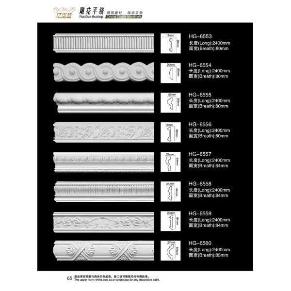 Decoration Polyurethane Chair Dado Rail Interior Wall Moulding PU Wainscoting