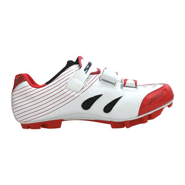 Auto Lock Waterproof Cycling Footwear Red And White Fit Wide Range Of Foot Shapes