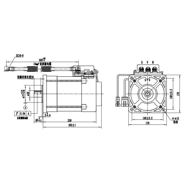 Full-machine protection design 3kW AC motor for Electric Vintage Car