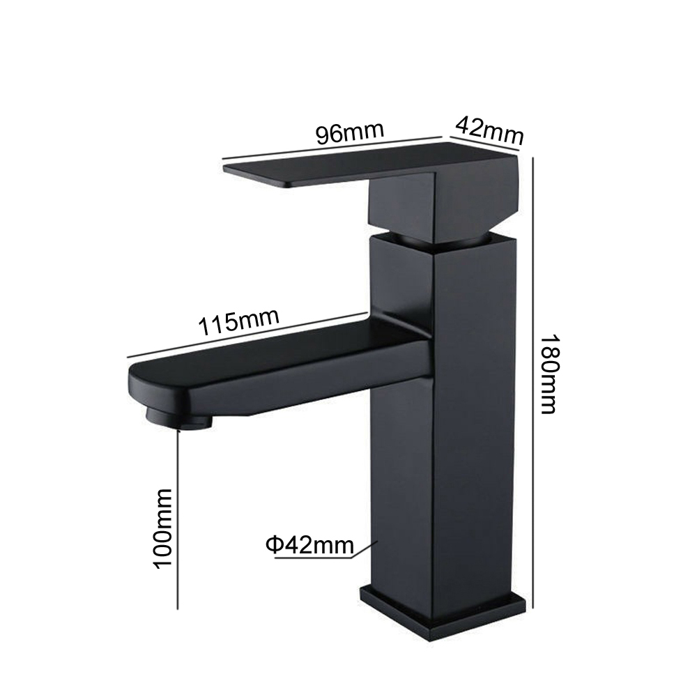 Modern Basin Mixer Faucet with Ceramic Valve Core SUS304 Stainless Steel Water Saving Bathroom Tap in Matte Black (J50-ss black)