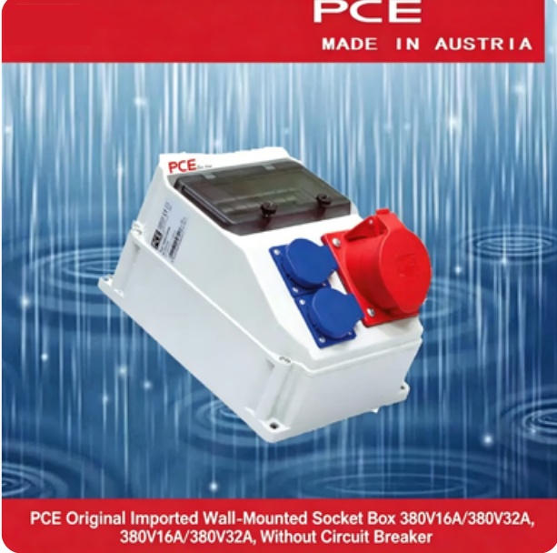 PCE Wall-mounted Fixed Industrial Socket Box IP44 Rated Plastic Material 380V 16A Equipped with One European Standard Socket