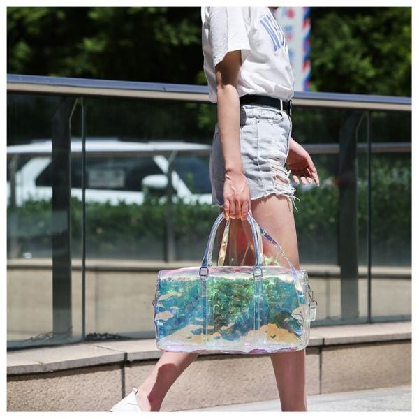 Colorful Transparent Travel Bag New Women'S Bag Casual Fitness Bag Super Cool Portable Laser Bag Swimming Bag