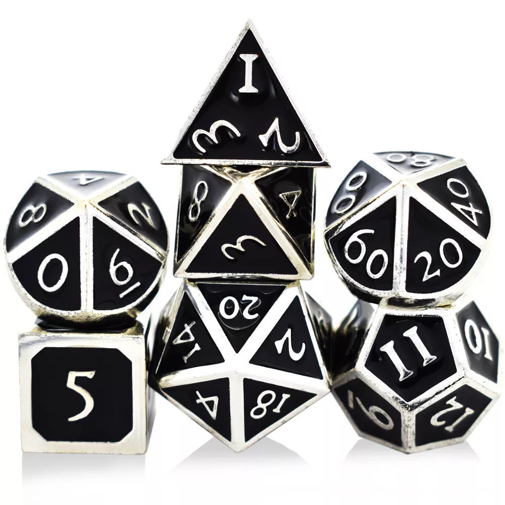 High Quality Zinc Alloy 7pcs Set Custom Logo Metal Dice for D&D RPG Dungeons Dragons