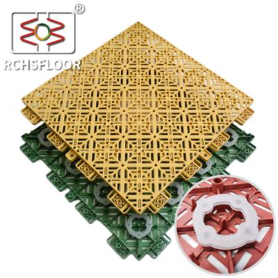 14.9mm Basketball Tennis Court Tiles Interlocking PP Tiles Customized LOGO